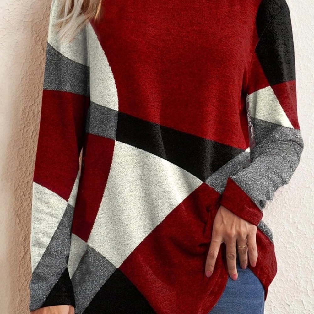 Geometric Long Sleeve Print Top - XL